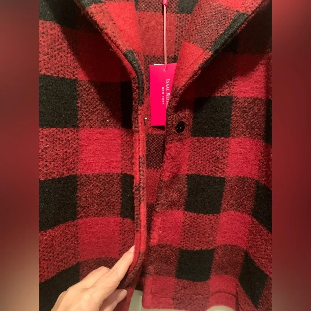 Isaac Mizrahi NWT Red Buffalo Plaid Outdoorsy Cabincore Notch Collar Jacket XL